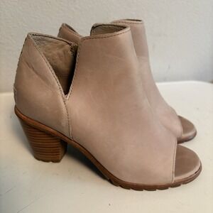 Sorel Nadia NL2842 Ankle Boot Peep Toe Women's 5 Tan Leather